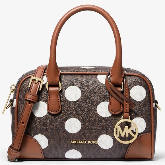 Michael Kors Handbags - Michael Kors Jet Set Large Polka Dot Signature Logo Crossbody Bag Brown Multi